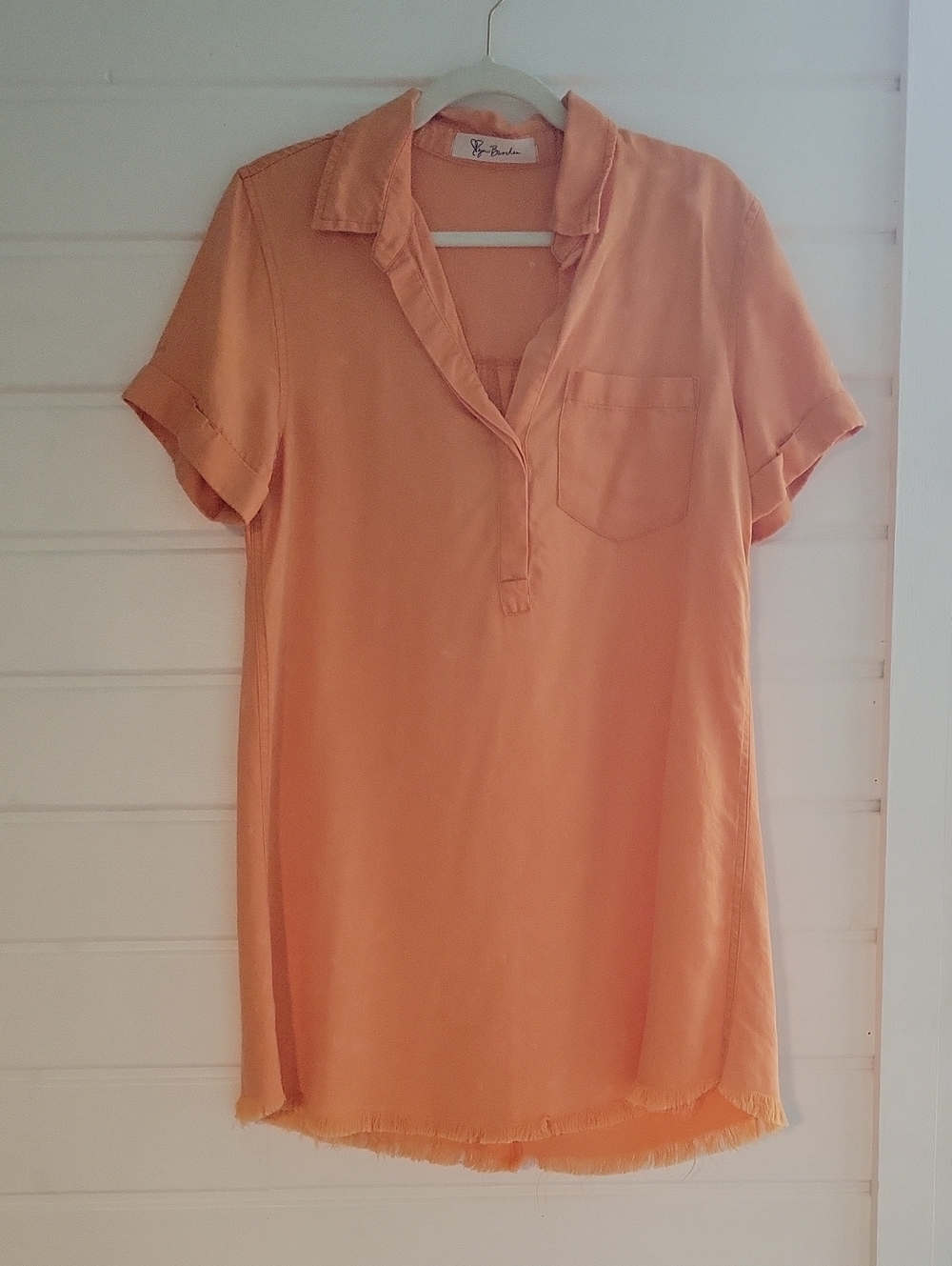 Rails Peach-Orange Short Sleeve Tunic with Chest Pocket